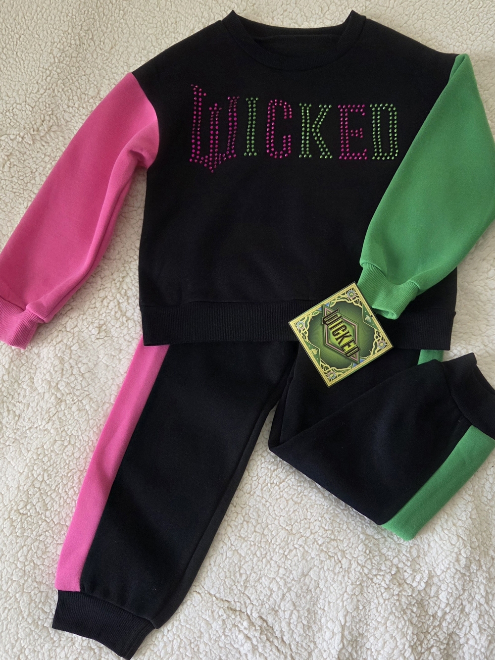 Wicked Girls 2 Pc. Set - Black with Pink & Green